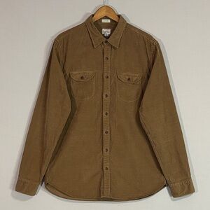 J.Crew Classic Corduroy Button Down Shirt Brown Long Sleeve LT